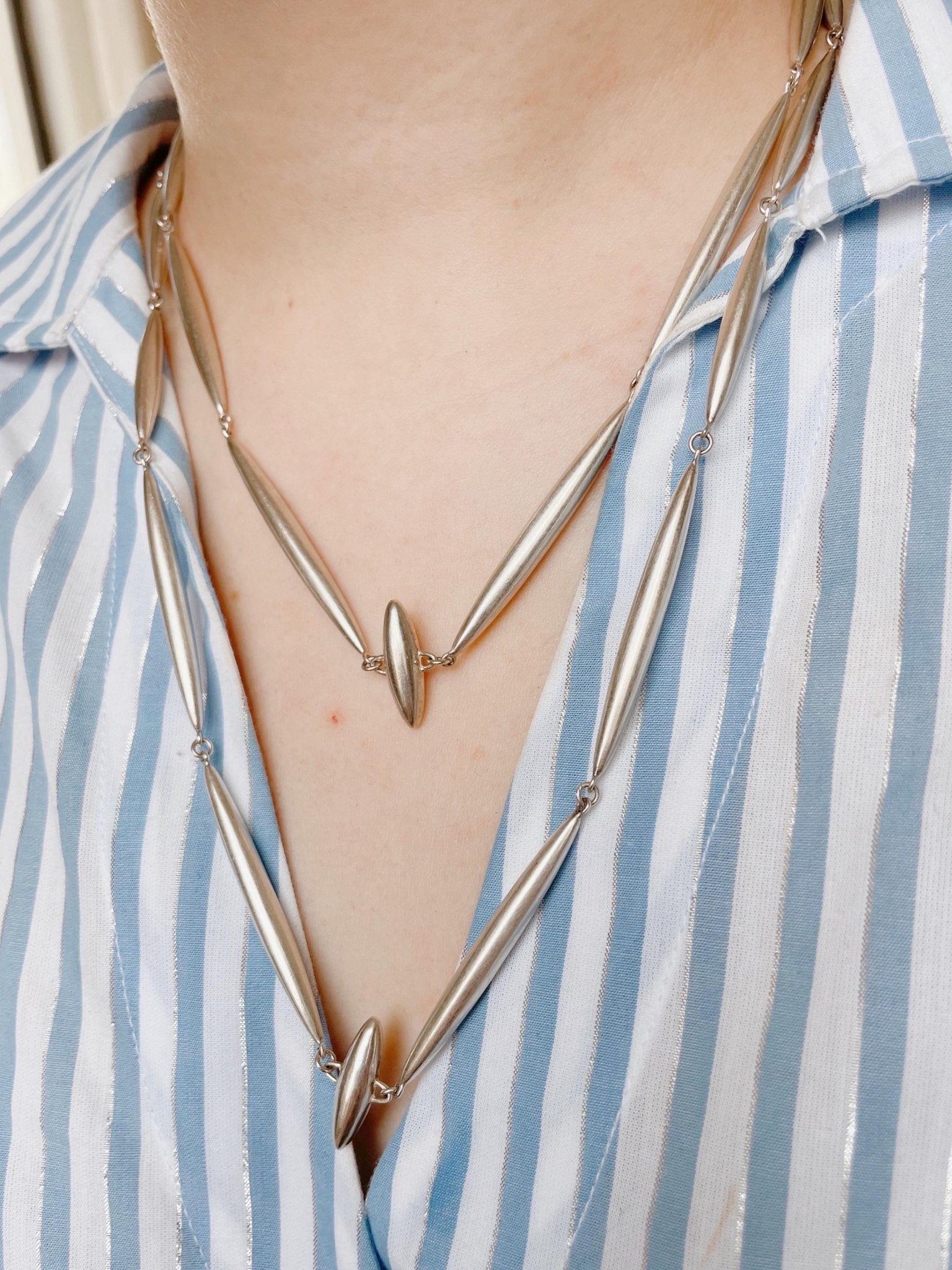 Vintage Ted Muehling Sterling Silver “Rice” Necklace - Clover Collective Antiques
